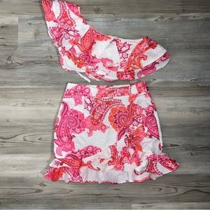 Layered Ruffle Crop Top and Skirt Set